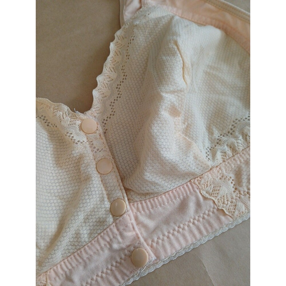 Wireless Front Snap Close Bra Womens 40D Peach - Picture 2 of 8